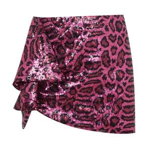 Topshop X Halpern Sequin Pink Cheetah Mini Skirt. Size 4.